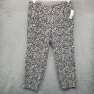 Bar III Leopard Print Pants Trousers Womens Size XL Ankle Black White NWT